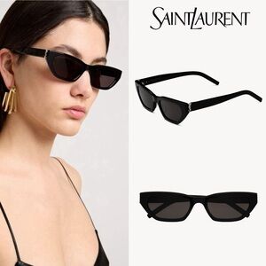 SAINT LAURENT Black Cat-Eye Skinny Acetate SL M126 Sunglasses NWT 425$